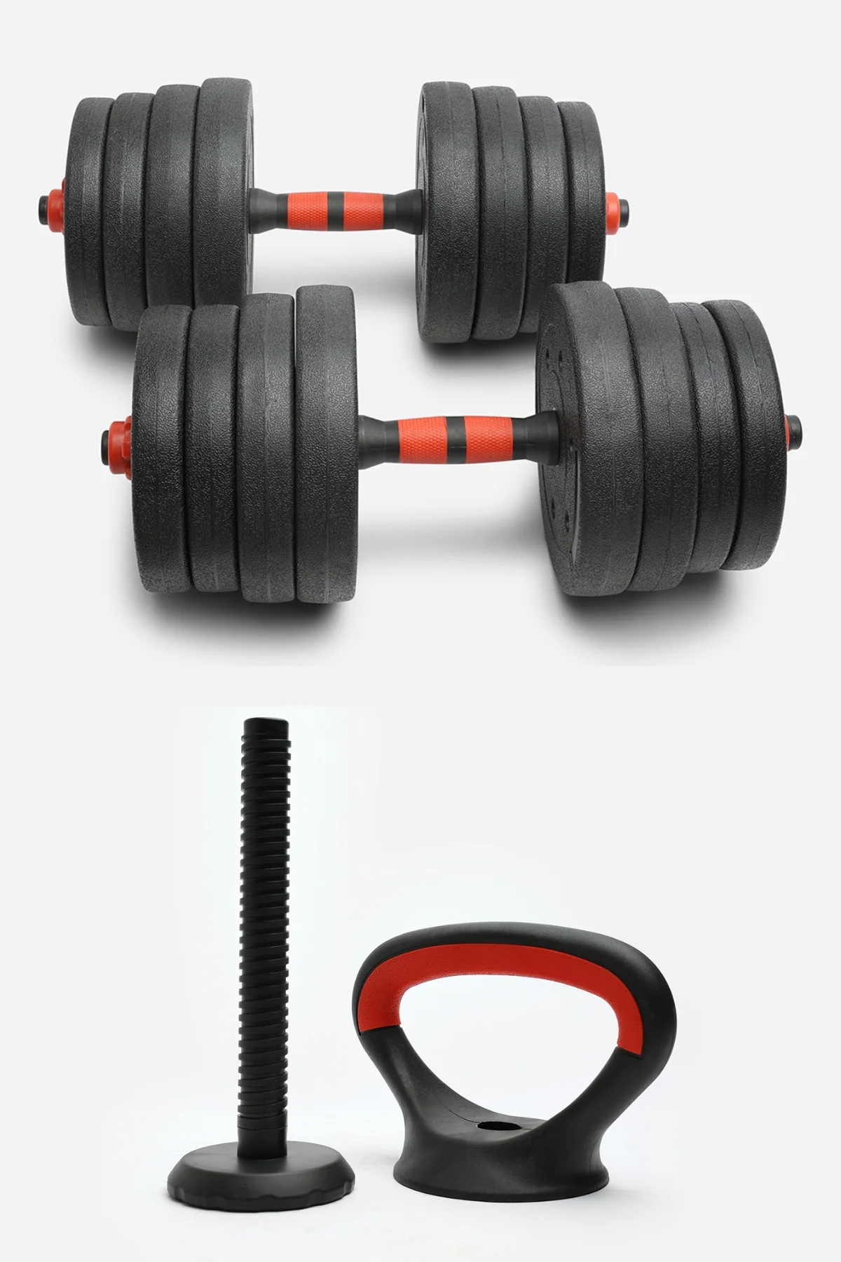 Northern Cement Dumbbell Pair (10kg, 15kg, 20kg) + Kettlebell Handle & Base - Image 2